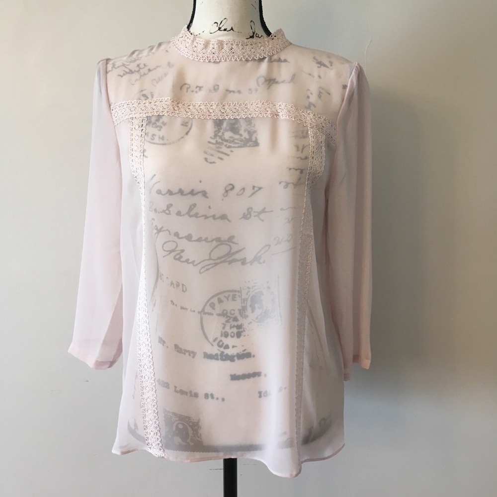 LC Lauren Conrad Mock Neck Lace Blouse